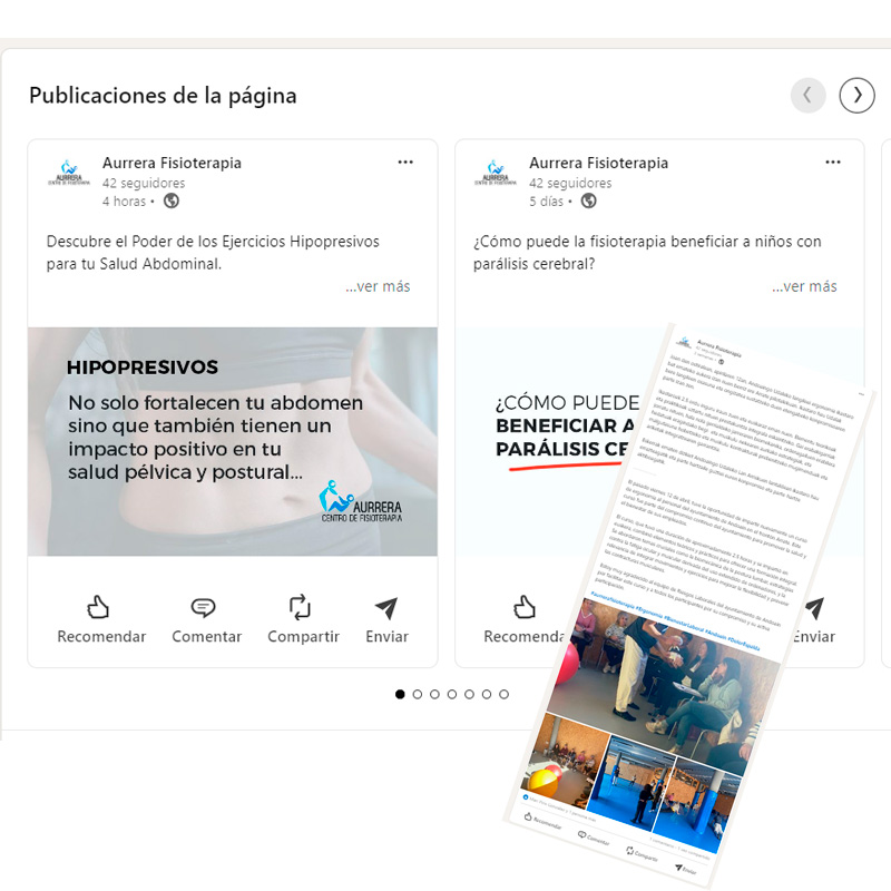 Aurrera fisioterapia gestión redes sociales linkedin