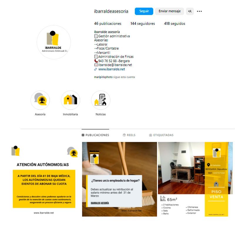 Ibarralde gestión redes sociales instagram