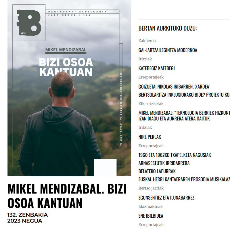 Bertsolari aldizkariaren webgune proiektuaren aldizkaria atala irudia - elkarmedia